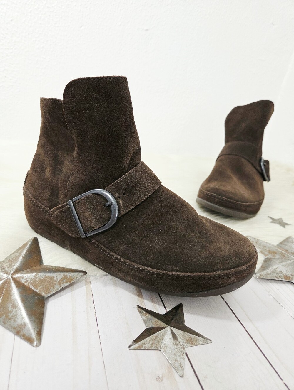 Fitflop Dash ankle boots dark chocolate brown suede leather women's size 9